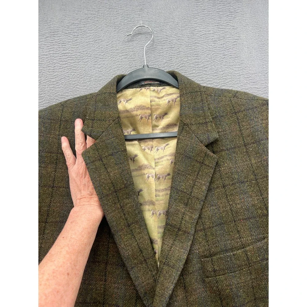 Richie Bland American Legend Blazer Sport Coat Mens 46 Lambswool Olive Plaid